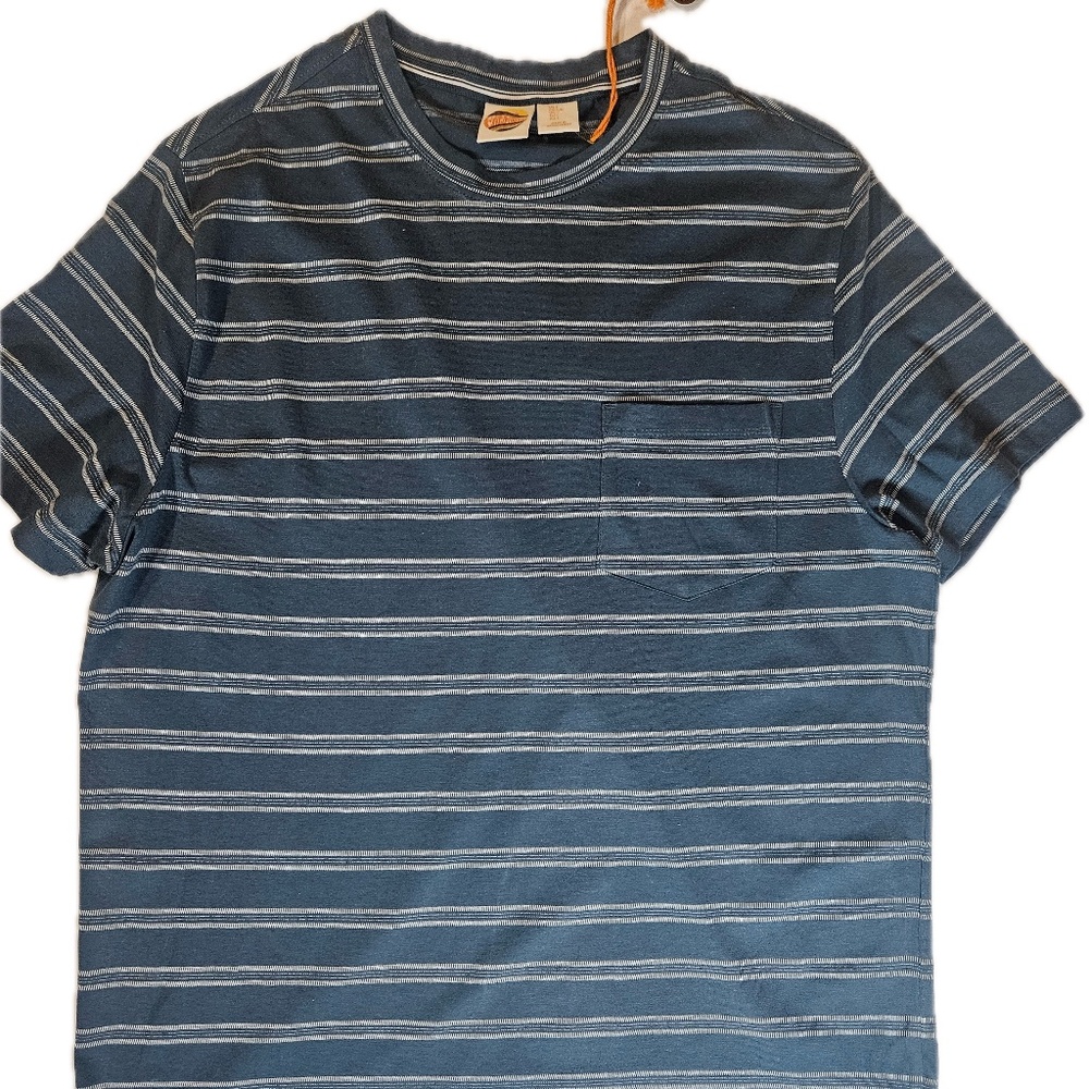 C&C California‎ Shirt Mens Large Blue Striped Pocket Cotton Blend Casual
